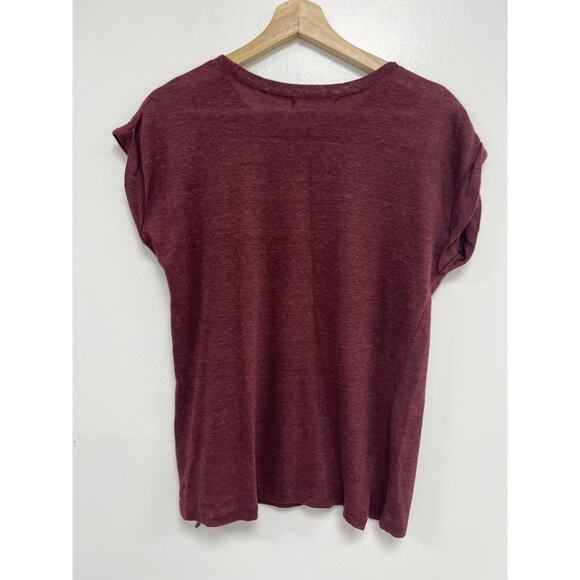 ALLU Women Short Sleeve Korea made linen Blend T-shirt brown Size M A001923 - Picture 2 of 5